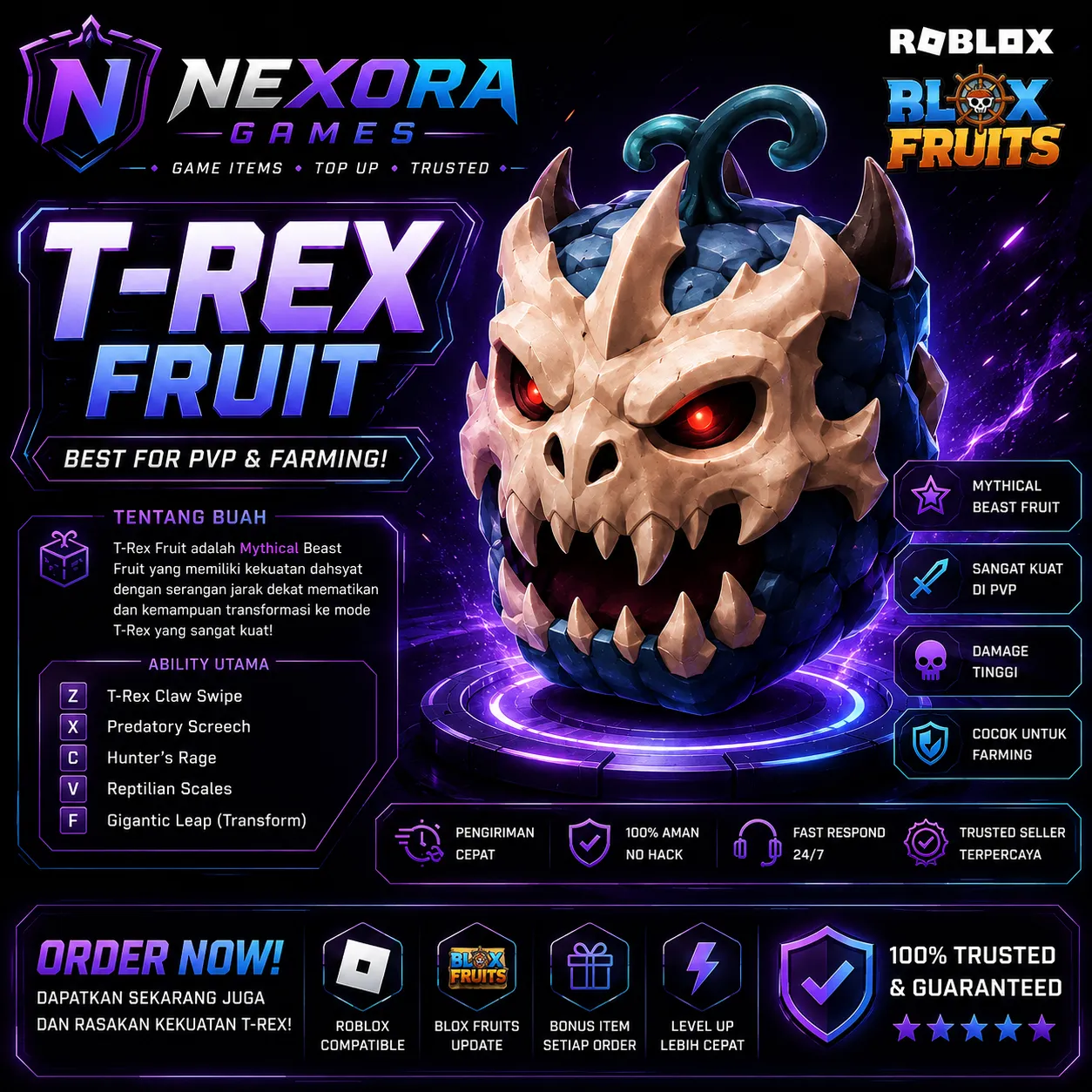 🦖 T-Rex Fruit Blox Fruits – Mythical Beast | Nexora Games