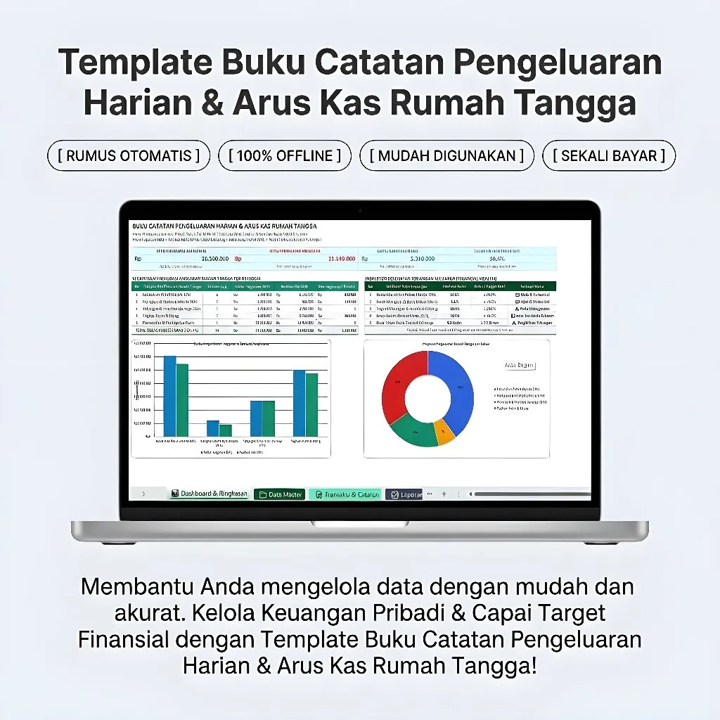 Template Excel Buku Catatan Pengeluaran Harian Arus Kas Rumah Tangga Pembukuan Otomatis by Bejaja Digital