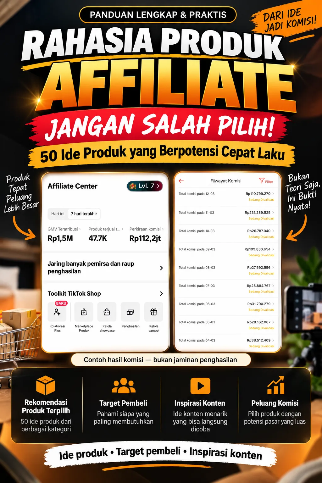 RAHASIA PRODUK AFFILIATE — JANGAN SALAH PILIH! 50 Ide Produk untuk Diriset & Dipromosikan