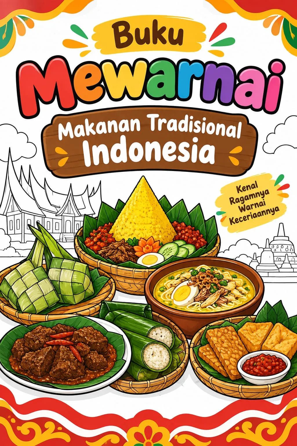 E-Book Mewarnai Kuliner Indonesia: Seru & Redakan Stres!