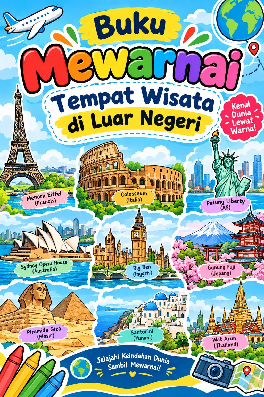 E-Book Mewarnai: Keliling Dunia Seru dari Rumah