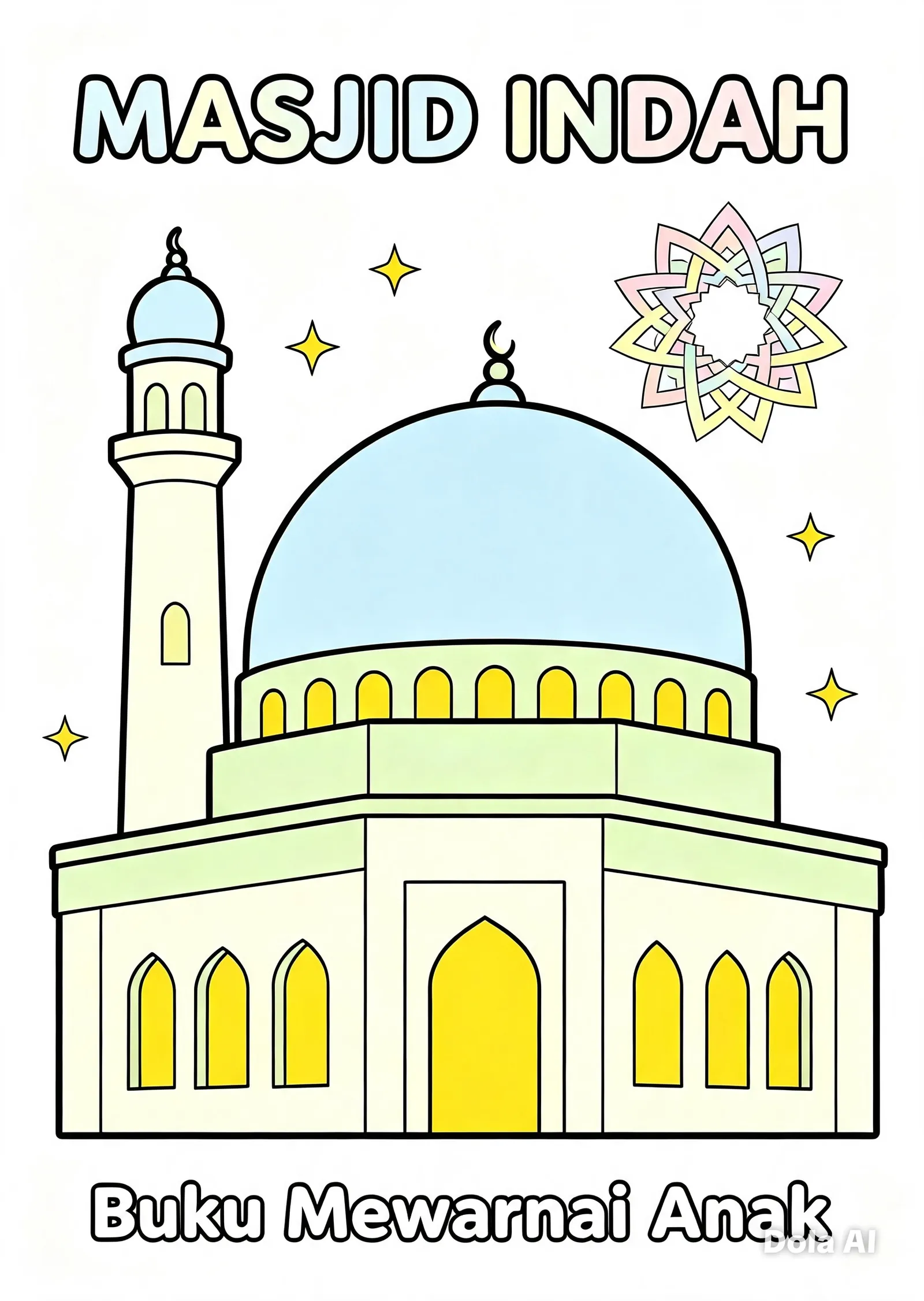 Buku Mewarnai Digital Anak: Tema Masjid & Alam Indah