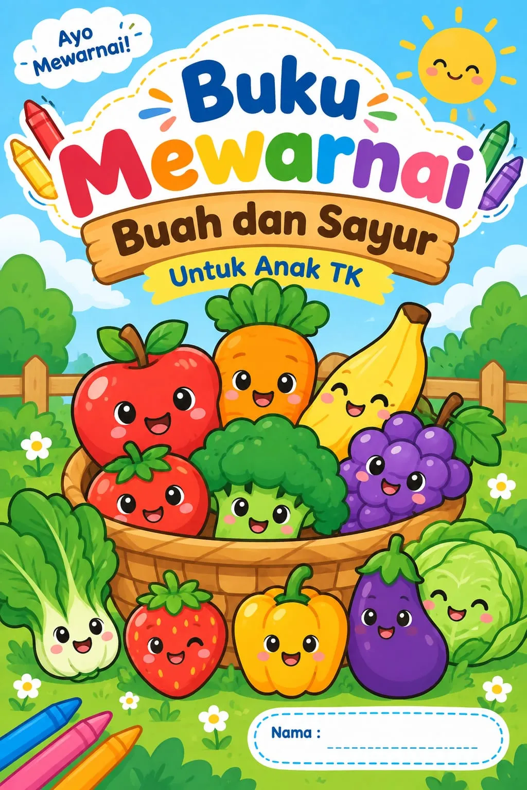 Buku Mewarnai Digital Anak: Seri Sayur & Buah Lucu