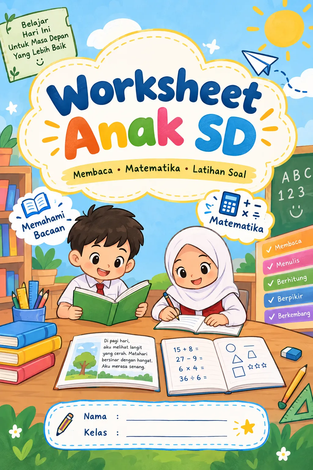 Worksheet Anak SD: Pintar Membaca & Jago Matematika