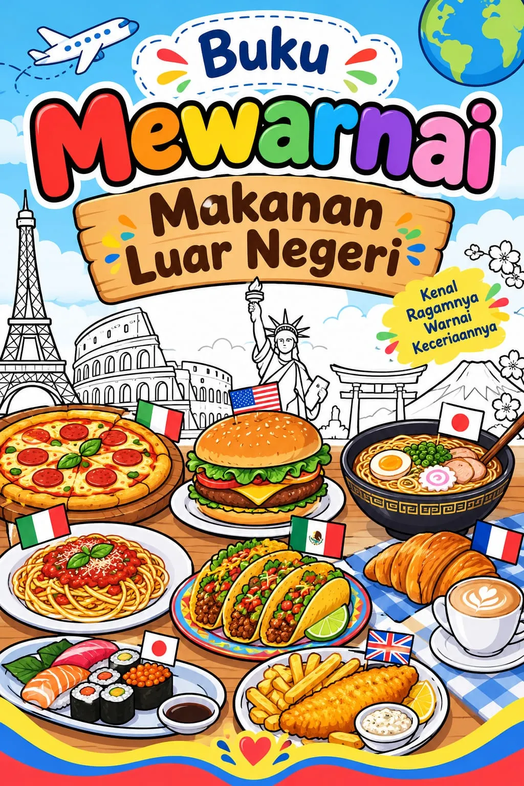 E-Book Mewarnai Kuliner Dunia: Seru & Bikin Rileks
