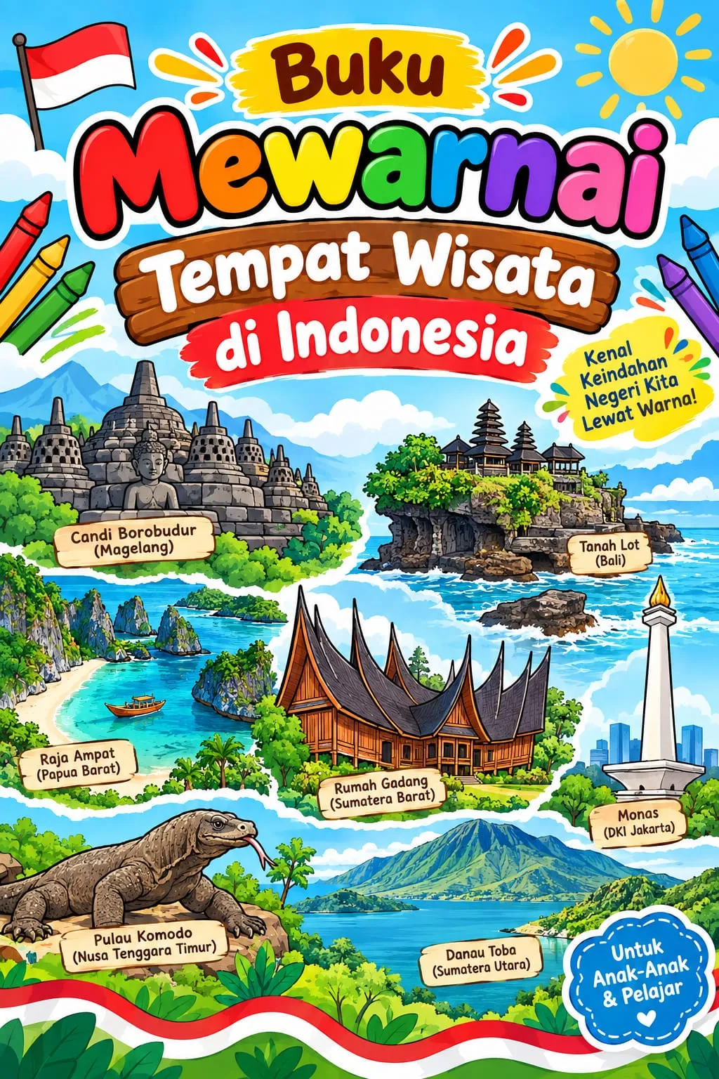 E-Book Mewarnai: Keliling Wisata Indonesia Lewat Warna